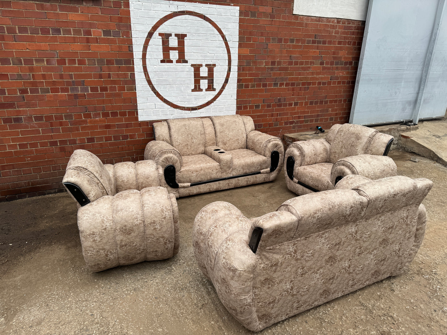 SUEDE ELEPHANT SOFA WITH CUP HOLDER