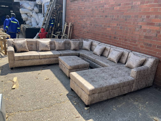 u shape suede sofa set